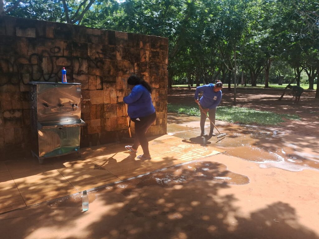 Bebedouro no Parque dos Povos Indígenas também passou por reparos e limpeza - Foto: Divulgação