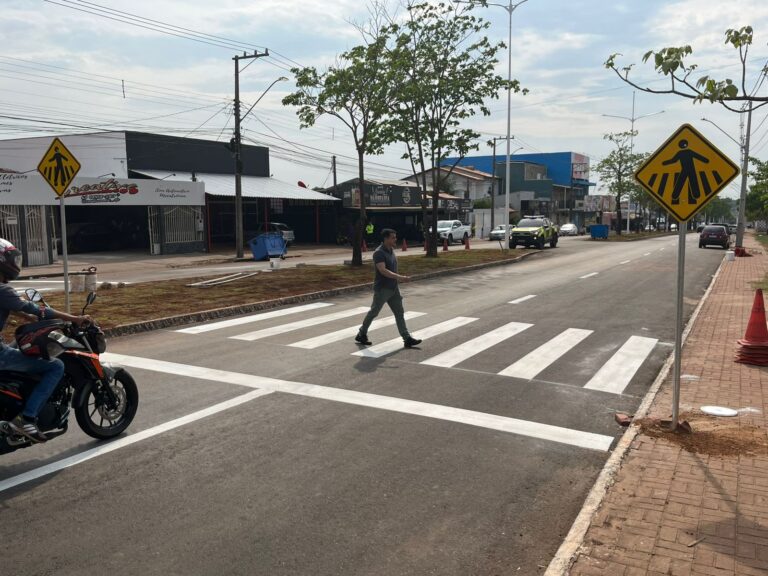 Avenida comercial do setor Jardim Aureny II recebe nova sinalização viária