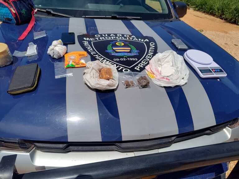 Guarda Metropolitana de Palmas apreende drogas e prende dois suspeitos após ocorrência no setor Diamante