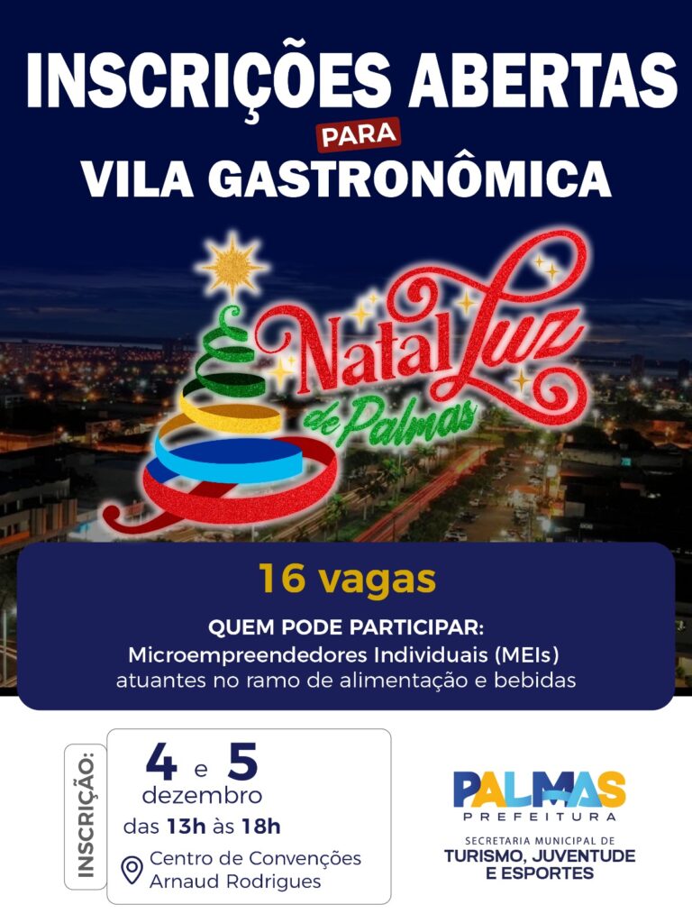 Inscrições para microempreendedores da Vila Gastronômica do Natal Luz de Palmas começam nesta quinta-feira, 4