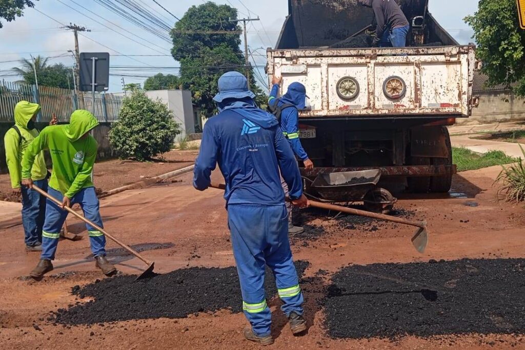 Na região sul, houve manutenção viária em ruas do setor Santa Bárbara - Foto: Divulgação